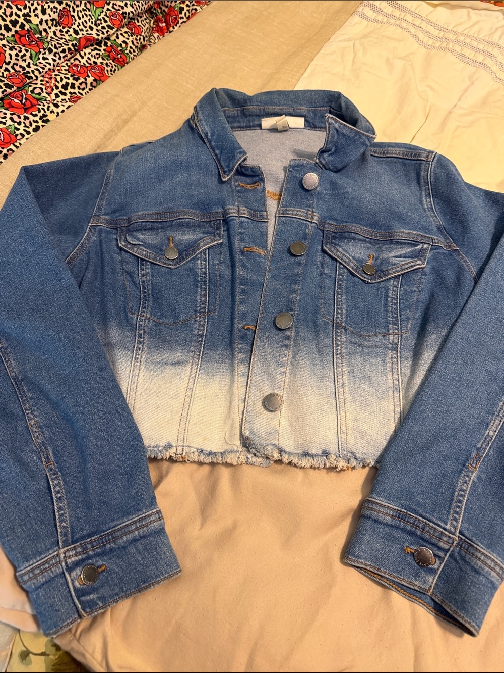 Lane Bryant Blue Ombre Cropped Denim Jacket